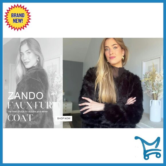 Cropped Faux Fur Jacket Women's Winter Coat Long Sleeve Pockets - Picture 8 of 8